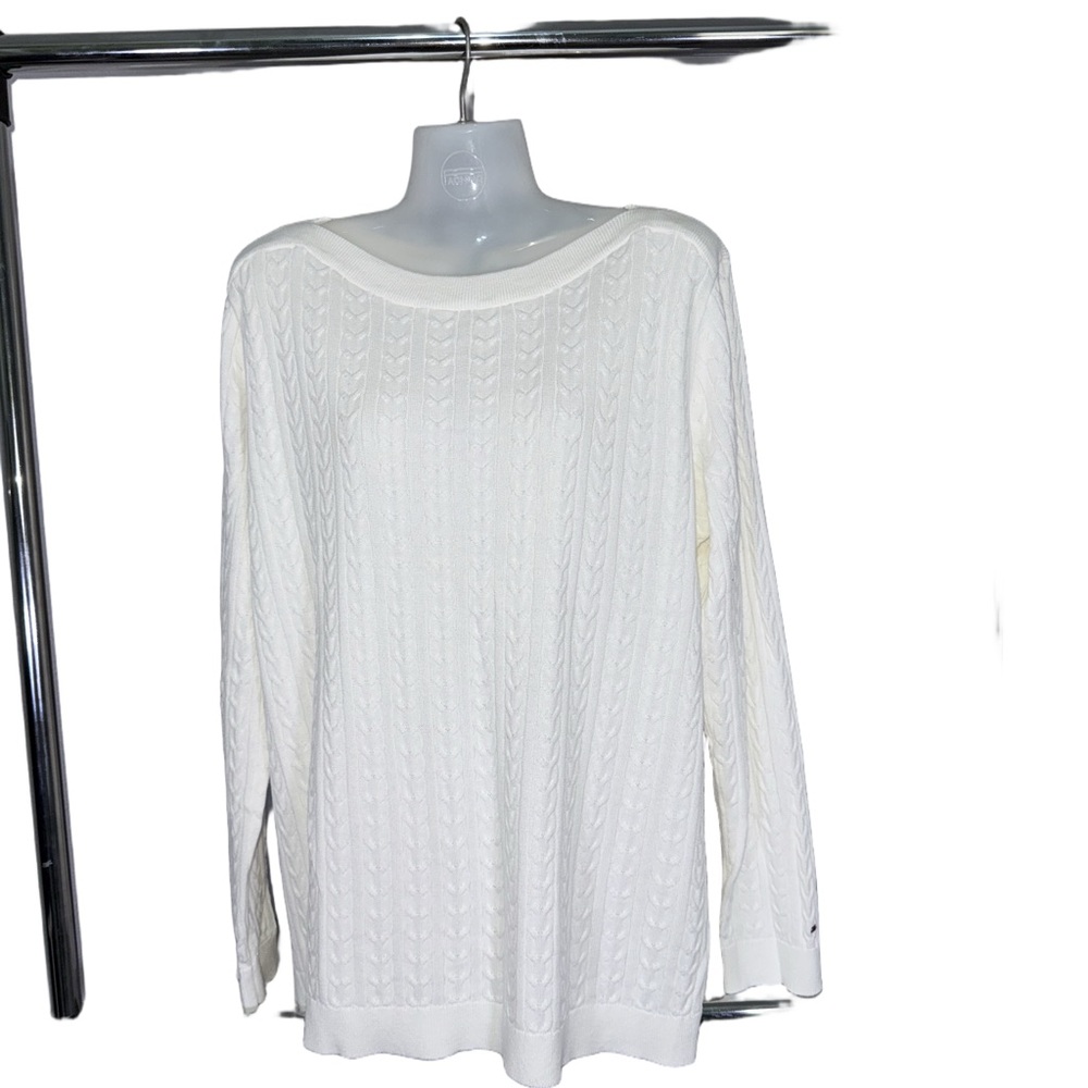 Tommy Hilfiger white boat neck knit sweater XL